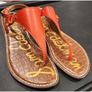 Sam‎ Edelman Women's  RED LEATHER Luxary Brand Sandal Shoes Flats 8 M $125